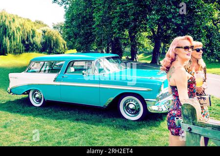 1950er Jahre Chevrolet Bel Air Nomad 2023 Kent 50s Festival in Sandwich Kent UK Stockfoto