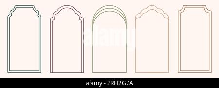 Moderne, minimalistisch-ästhetische Bogenrahmen im trendigen Bo-Ho-Stil. Modernes Y2K-Vektordesign – geometrische Form für Banner, soziale Medien Stock Vektor