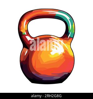 Helles Kettlebell, stilisiert im Cartoon-Stil, Vektorillustration Stock Vektor