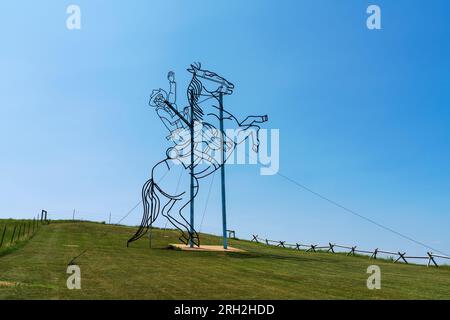 Theodore Roosevelt reitet erneut Skulpturen auf dem Enchanted Highway in North Dakota Stockfoto