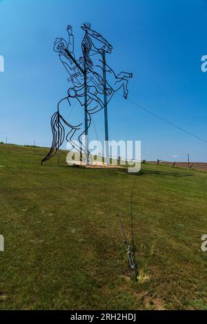 Theodore Roosevelt reitet erneut Skulpturen auf dem Enchanted Highway in North Dakota Stockfoto