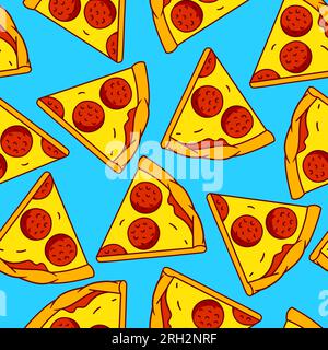 Schmackhafte Pizzascheiben. Köstliches Fast Food. Hintergrund für Café-Menü. Stock Vektor
