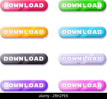 Set mit modernen Download-Schaltflächen mit Schatten für die Website-Oberfläche. Stock Vektor