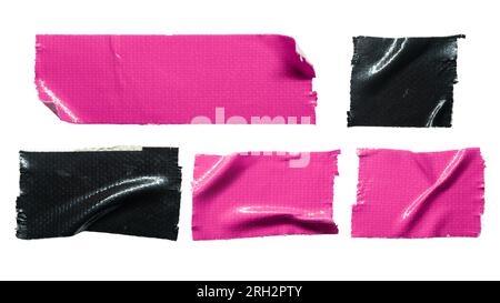 Rosafarbenes und schwarzes Gewebeband auf weißem Hintergrund mit Beschneidungspfad Stockfoto