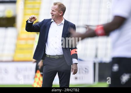 Brügge, Belgien. 13. Aug. 2023. Genks Cheftrainer Wouter Vrancken zeigte sich während eines Fußballspiels zwischen Cercle Brügge und KRC Genk am Sonntag, den 13. August 2023 in Brügge, am 3/30. Tag der ersten Division der belgischen Meisterschaft „Jupiler Pro League“ von 2023-2024. BELGA FOTO TOM GOYVAERTS Kredit: Belga News Agency/Alamy Live News Stockfoto