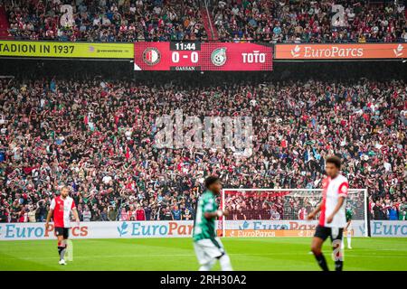 Rotterdam, Niederlande. 13. Aug. 2023. Rotterdam - Feyenoord-Fans während des Eredivisie-Spiels Feyenoord gegen Fortuna Sittard im Stadion Feijenoord De Kuip am 13. August 2023 in Rotterdam, Niederlande. Kredit: Box to box images/Alamy Live News Stockfoto