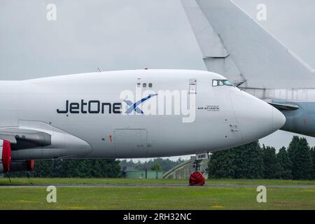 Air Atlanta Icelandic, JetOneX Boeing 747-400, TF-AME, wird am Flughafen Cotswold gelagert Stockfoto