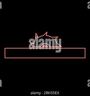 Neon Kreissäge Tischradmesser Tischlerwerkstatt Konzept rot Farbe Vektordarstellung Bild flache Leuchte Stock Vektor