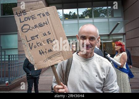 Königliche Hochzeitsprotestierende in Soho Square, London, Großbritannien Stockfoto