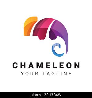 3D farbenfrohes Chameleon Logo Abstraktes Chameleon Logo Stock Vektor