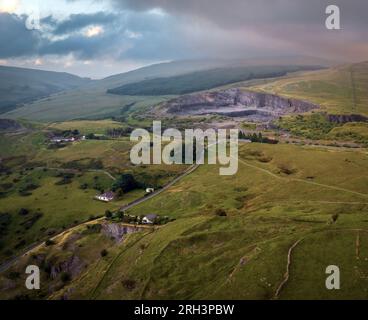 Die Kalksteinbrüche in Penwyllt (wilde Landzunge) im Upper Swansea Valley, beliebt bei Höhlenclubs in Großbritannien Stockfoto