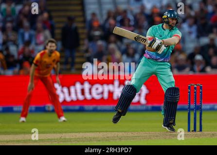Edgbaston, Birmingham, Großbritannien. 13. Aug. 2023. The 100 Mens Cricket, Birmingham Phoenix gegen Oval Invincibles; Ross Whiteley von Oval Invincibles Credit: Action Plus Sports/Alamy Live News Stockfoto