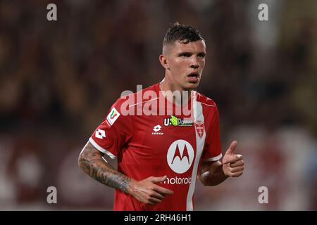 Monza, Italien. 13. Aug. 2023. Franco Carboni von AC Monza während des Spiels der Coppa Italia Runde 32 im U-Power Stadium in Monza. Der Bildausdruck sollte lauten: Jonathan Moscrop/Sportimage Credit: Sportimage Ltd/Alamy Live News Stockfoto