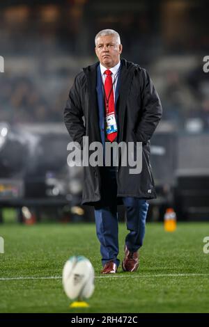 Wales Cheftrainer Warren Gatland während des internationalen Testspiels zwischen Neuseeland und Wales im Eden Park in Auckland, Neuseeland, Samstag, 11. Juni 2016. Stockfoto