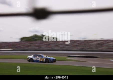 Indianapolis, USA. 13. Aug. 2023. INDIANAPOLIS, INDIANA - AUGUST 13: Michael McDowell (Nr. 34 Front Row Motorsports Horizon Hobby Ford) fährt am 13. August 2023 in Indianapolis, Indiana, während der Verizon 200 auf dem Brickyard auf dem Indianapolis Motor Speedway. ( Kredit: Jeremy Hogan/Alamy Live News Stockfoto