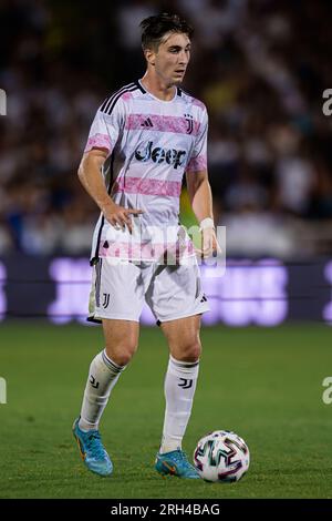 Fabio Miretti vom FC Juventus in Aktion während des freundlichen Fußballspiels zwischen dem FC Juventus und Atalanta BC. Stockfoto