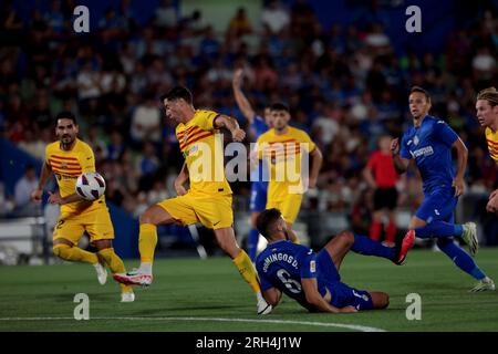 Getafe, Spanien. 13. Aug. 2023. Madrid Spanien; 08.13.2023.- Lewandowski. Getafe zieht 0-0 mit Barcelona in einem Spiel der Spanischen Fußballliga am Spieltag 01 im Coliseum Alfonso Perez zur Stadt Getafe, Madrid. Kredit: Juan Carlos Rojas/dpa/Alamy Live News Stockfoto