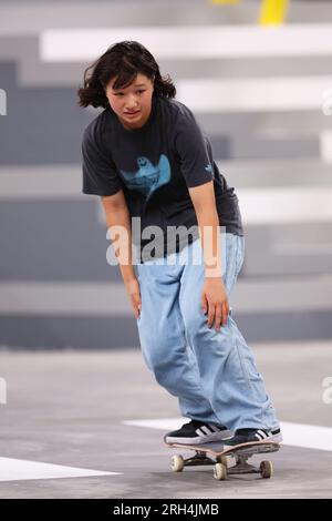 Tokio, Japan. 12. Aug. 2023. Momiji Nishiya (JPN) Skateboarding : 2023 SLS CHAMPIONSHIP TOUR - TOKYO Women's Skateboard Street Final in der Ariake Arena in Tokio, Japan . Kredit: Naoki Morita/AFLO SPORT/Alamy Live News Stockfoto