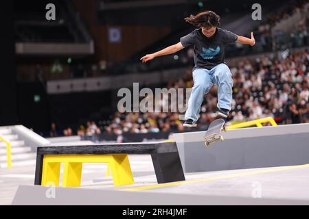 Tokio, Japan. 12. Aug. 2023. Momiji Nishiya (JPN) Skateboarding : 2023 SLS CHAMPIONSHIP TOUR - TOKYO Women's Skateboard Street Final in der Ariake Arena in Tokio, Japan . Kredit: Naoki Morita/AFLO SPORT/Alamy Live News Stockfoto