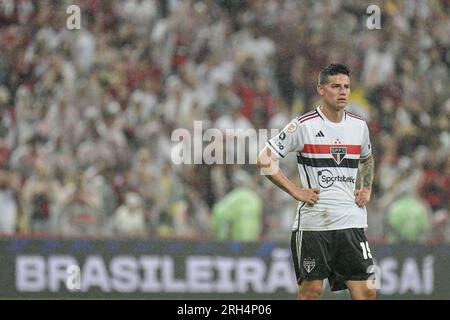 Rio De Janeiro, Brasilien. 13. Aug. 2023. RJ - RIO DE JANEIRO - 08/13/2023 - BRAZILEIRO A 2023, FLAMENGO X SAO PAULO - James Rodriguez Spieler von Sao Paulo während eines Spiels gegen Flamengo im Stadion Maracana für die brasilianische Meisterschaft A 2023. Foto: Thiago Ribeiro/AGIF/Sipa USA Guthaben: SIPA USA/Alamy Live News Stockfoto