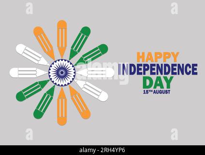 Vektordarstellung eines Hintergrunds für den Indischen Unabhängigkeitstag. 15. August. Geeignet für Grußkarten, Poster und Banner. Salut Indien Stock Vektor
