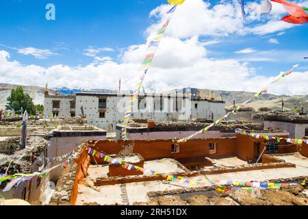 Jahrhunderte altes Jampa Lhakang Kloster in Lo Manthang vom Oberen Mustang in Nepal Stockfoto