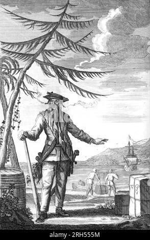 Edward Teach (alternativ Edward Thatch, ca. 1680. Bis 22. November 1718), besser bekannt als Blackbeard, war ein englischer Pirat, der um die Westindischen Inseln und die Ostküste der nordamerikanischen Kolonien Großbritanniens operierte. Stockfoto