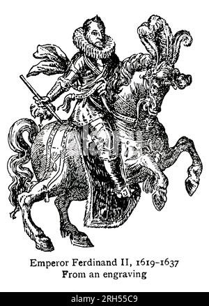 Kaiser Ferdinand II, 1619-1637 aus dem Buch " Deutschland " John Finnemore (1863-1915) war ein britischer Lehrer und Autor von fiktiven Romanen und Geschichts- und Geografietexten von Ländern - die meisten sind für jüngere Leser. Finnemore hat Geschichten in beliebten Jungenzeitschriften seiner Zeit erzählt, wie z. B. The Boy's Own Paper und Boys' Realm, aber man erinnert sich am besten an seine Bücher über Teddy Lester und seine Freunde in Slapton, einer fiktiven englischen öffentlichen Schule. Die Geschichten sind stark sportlich ausgerichtet, und Lester ist in Rugby, Cricket und anderen Spielen hervorragend. Er schrieb auch ein paar Erwachsenenromane. Finnemore Stockfoto