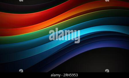 Abstrakter Hintergrund mit Regenbogenfarbe auf schwarzem Hintergrund Stockfoto