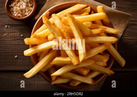 Köstliche knusprige Pommes frites, die die Essenz von leckerem Fast Food betonen. Stockfoto