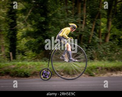 Penny Farthing Hill Climb Championships August 2023 Eastbourne, East Sussex, Großbritannien Stockfoto