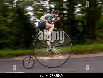 Penny Farthing Hill Climb Championships August 2023 Eastbourne, East Sussex, Großbritannien Stockfoto