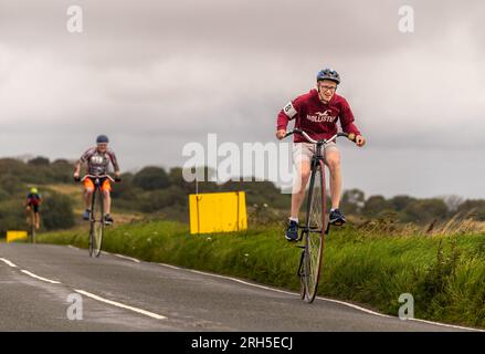 Penny Farthing Hill Climb Championships August 2023 Eastbourne, East Sussex, Großbritannien Stockfoto