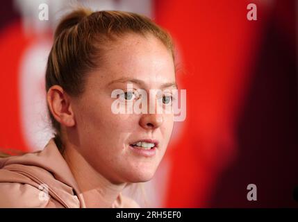 Englands Keira Walsh während der Pressekonferenz im Clan, Terrigal, Australien. Foto: Montag, 14. August 2023. Stockfoto