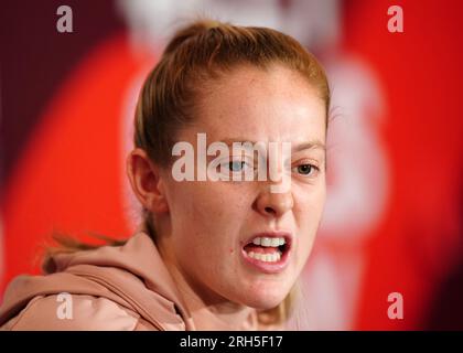 Englands Keira Walsh während der Pressekonferenz im Clan, Terrigal, Australien. Foto: Montag, 14. August 2023. Stockfoto