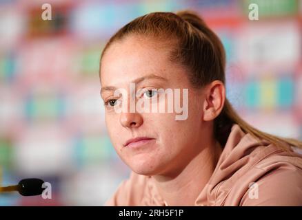 Englands Keira Walsh während der Pressekonferenz im Clan, Terrigal, Australien. Foto: Montag, 14. August 2023. Stockfoto