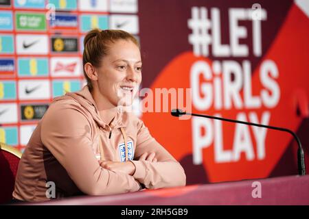 Englands Keira Walsh während der Pressekonferenz im Clan, Terrigal, Australien. Foto: Montag, 14. August 2023. Stockfoto