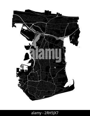 Schwarzer Stadtplan von Portsmouth, Verwaltungsbezirk Stock Vektor