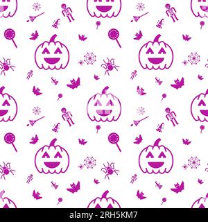 Halloween-Elemente, Vektorkunst, nahtloses Muster Stockfoto
