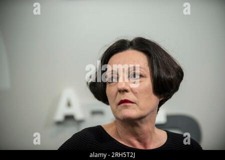 Frankfurt, Deutschland. 10. Okt. 2014. ARCHIVFOTO: Schriftstellerin Herta MÜLLER wird am 17. August 2023 70 Jahre alt, Schriftstellerin Herta MÜLLER (MÜLLER), Deutschland, am 10. Oktober 2014 Frankfurt Buchmesse 2014 vom 08. Oktober bis 12. Oktober 2014 in Frankfurt am Main/Deutschland Gutschrift: dpa/Alamy Live News Stockfoto