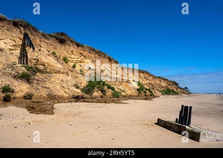 Auswirkungen der Küstenerosion Covehithe Suffolk England Stockfoto