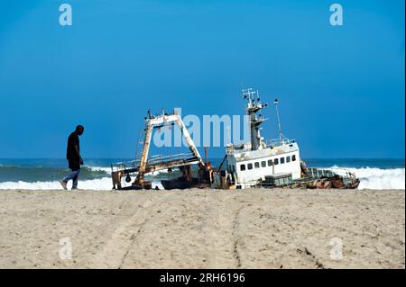 Namibia. Schiffswrack an der Skeleton-Küste des Atlantischen Ozeans Stockfoto