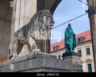 Statue von Karl Philipp von Wrede in der Feldherrnhalle Stockfoto