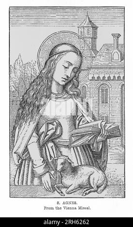 Die Heilige Agnes. Gravur aus dem Wiener Missal, veröffentlicht in "Lives of the Saints" von Sabin Baring-Gould. Stockfoto