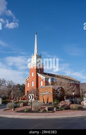 Die St. George Tabernacle, fertiggestellt 1876, in St. George, Utah, Usa. Stockfoto