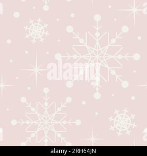 Nahtloses Weihnachtsmuster von Schneeflocken aus geometrischen Formen. In klassischen Pastelltönen. Für Tapeten, Bedrucken von Stoff, Verpackung, Hintergrund. Stock Vektor