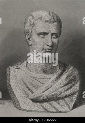 Marcus Tullius Cicero (106 v. Chr.-43 v. Chr.). Römischer Staatsmann, Philosoph, Schriftsteller und Redner. Gravur von Geoffroy. "Historia Universal", von Cesar Cantu. Band VIII 1858. Stockfoto