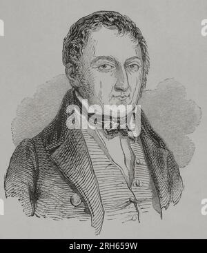 Jacques-Charles Dupont de l'Eure (1767-1855). Französischer Staatsmann. Justizminister und Präsident der vorläufigen Regierung im Jahr 1848. Porträt. Gravur. „Los Heroes y las Grandezas de la Tierra“ (die Helden und die Grandeurs der Erde). Volumen VI. 1856. Stockfoto