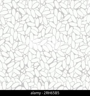 Eine einfache Zeichnung von Reiskörnern auf grauem Hintergrund. Nahtloses Muster. Ein traditionelles Symbol von Reichtum und Glück. Asiatisches Essen. Drucken Sie Hintergrundbilder Stock Vektor