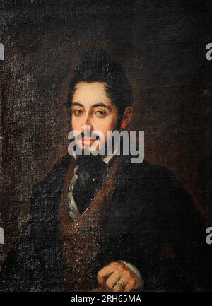 Mariano Jose de Larra (1809-1837). Spanischer Schriftsteller und Journalist. Porträt von Jose Gutierrez de la Vega (1791-1865), ca. 1835. Museum der Romantik. Madrid, Spanien. Stockfoto